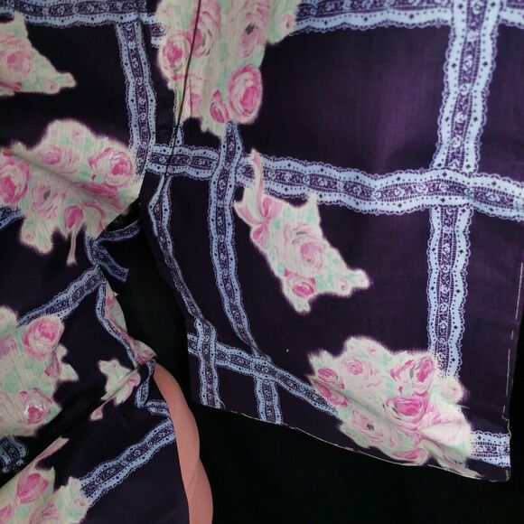 Navy Blue Rose Lace Womens Yukata Kimono Floral Summer Japan Vintage Rare Retro - Picture 8 of 9